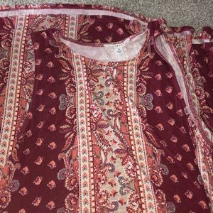 Socialite Maroon Patterned Casual Dress